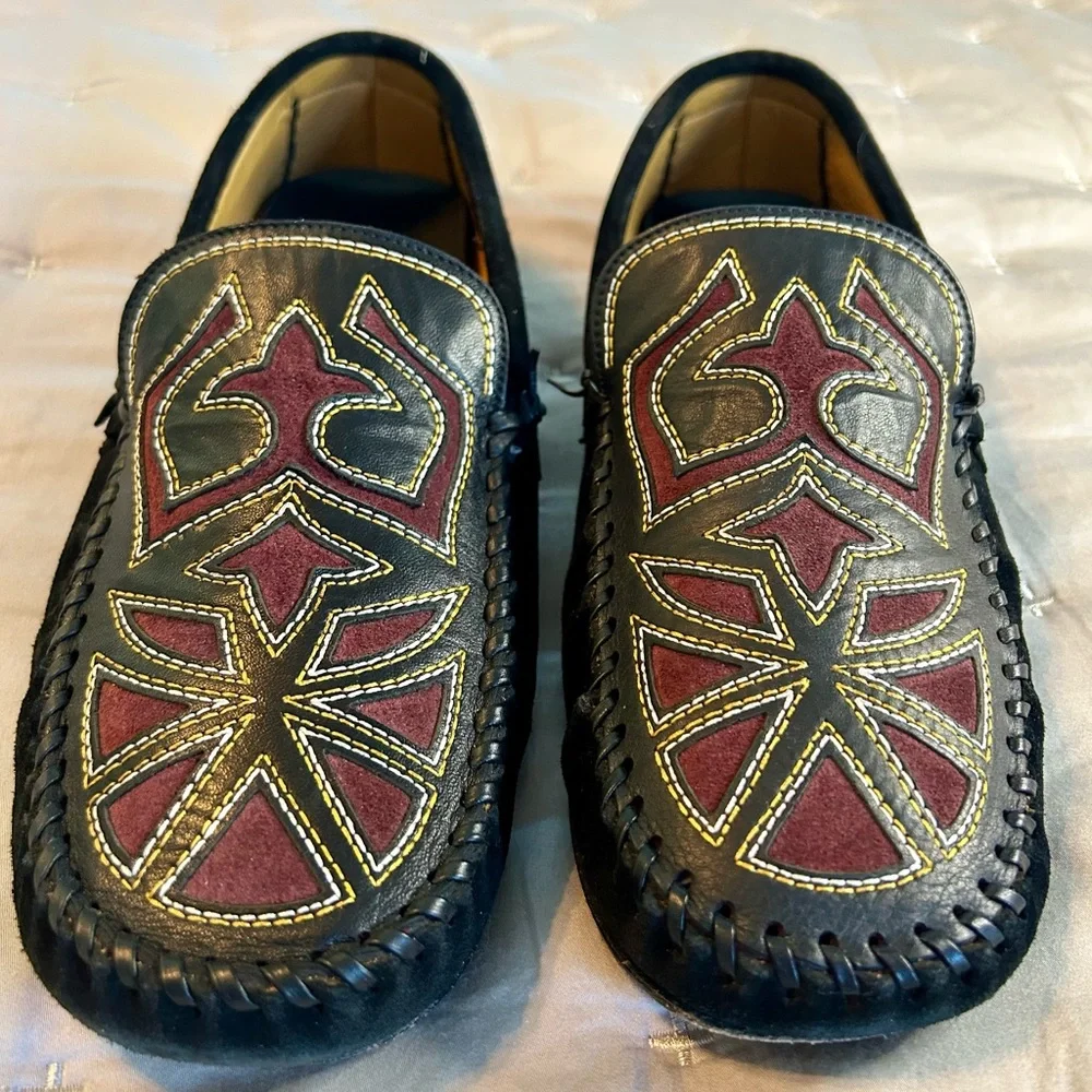 Isabel Marant Etoile Finha Leather and Velvet Embroidered Loafers - Picture 5 of 9